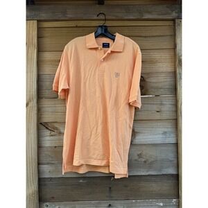 Izod Men's Polo Shirt Silk Wash 100% Cotton Golf Short Sleeve Orange Size Medium